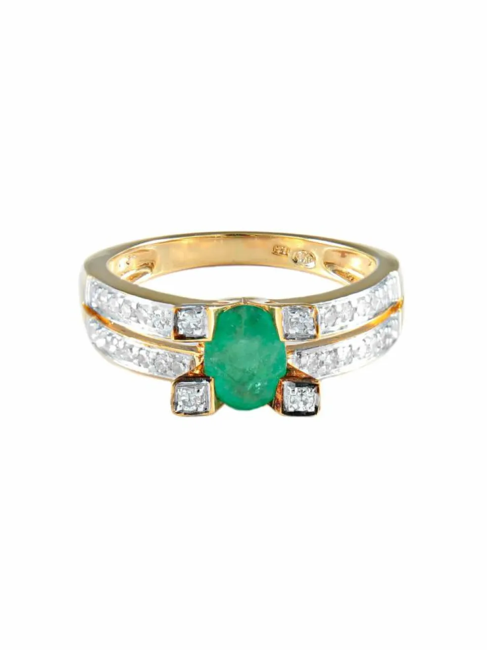 Bague émeraude diamants or jaune
