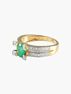 Bague émeraude diamants or jaune