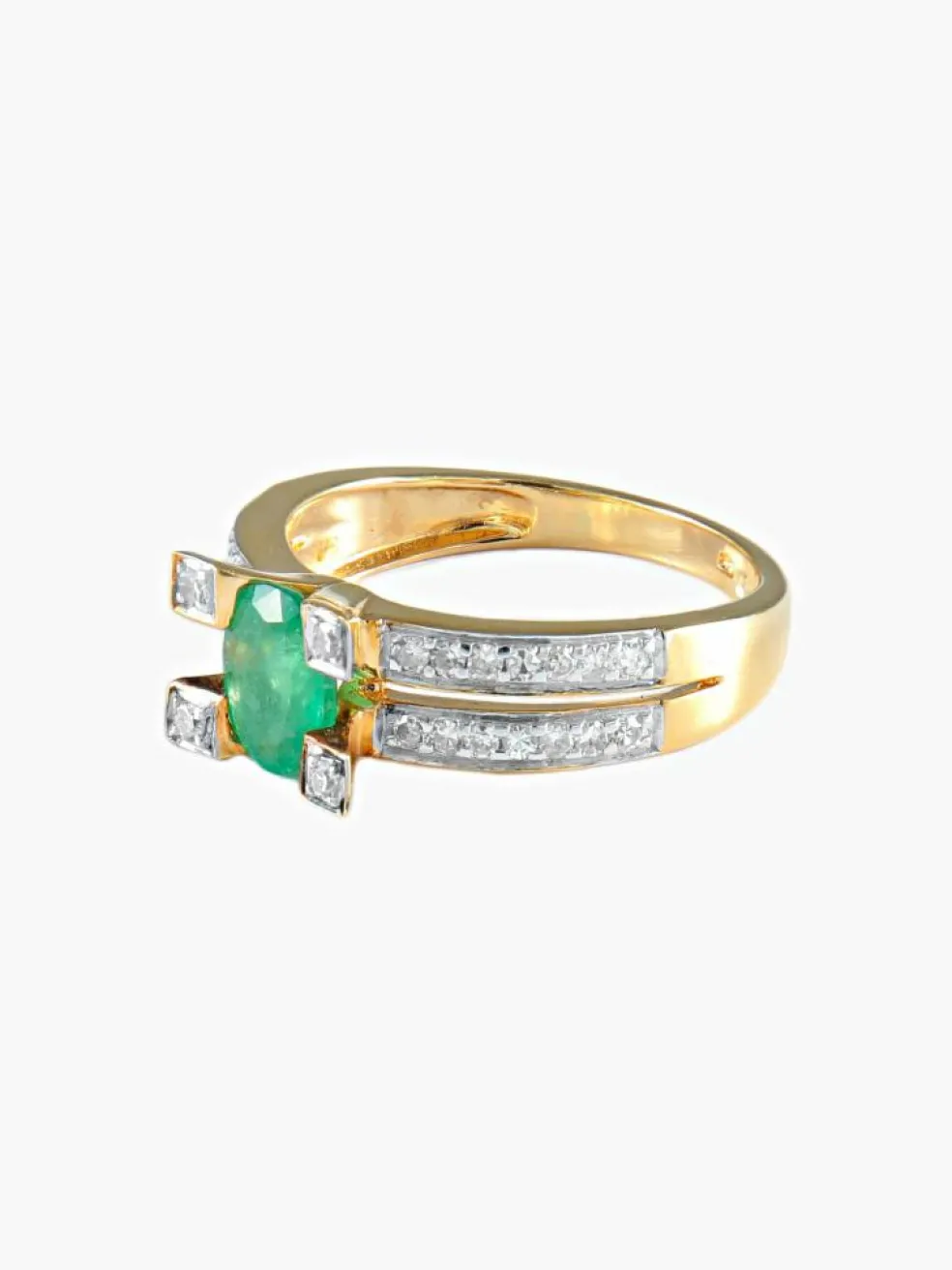 Bague émeraude diamants or jaune