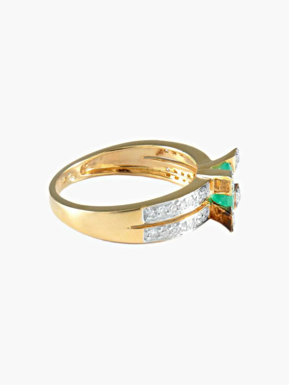 Bague émeraude diamants or jaune