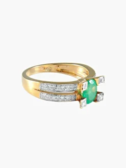 Bague émeraude diamants or jaune