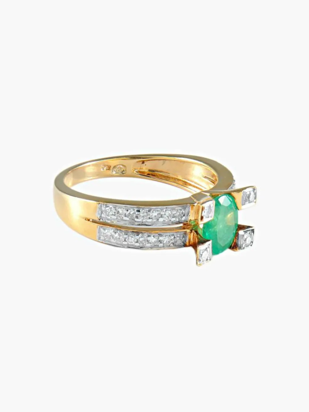 Bague émeraude diamants or jaune