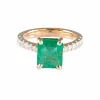 Bague émeraude et diamants or rose