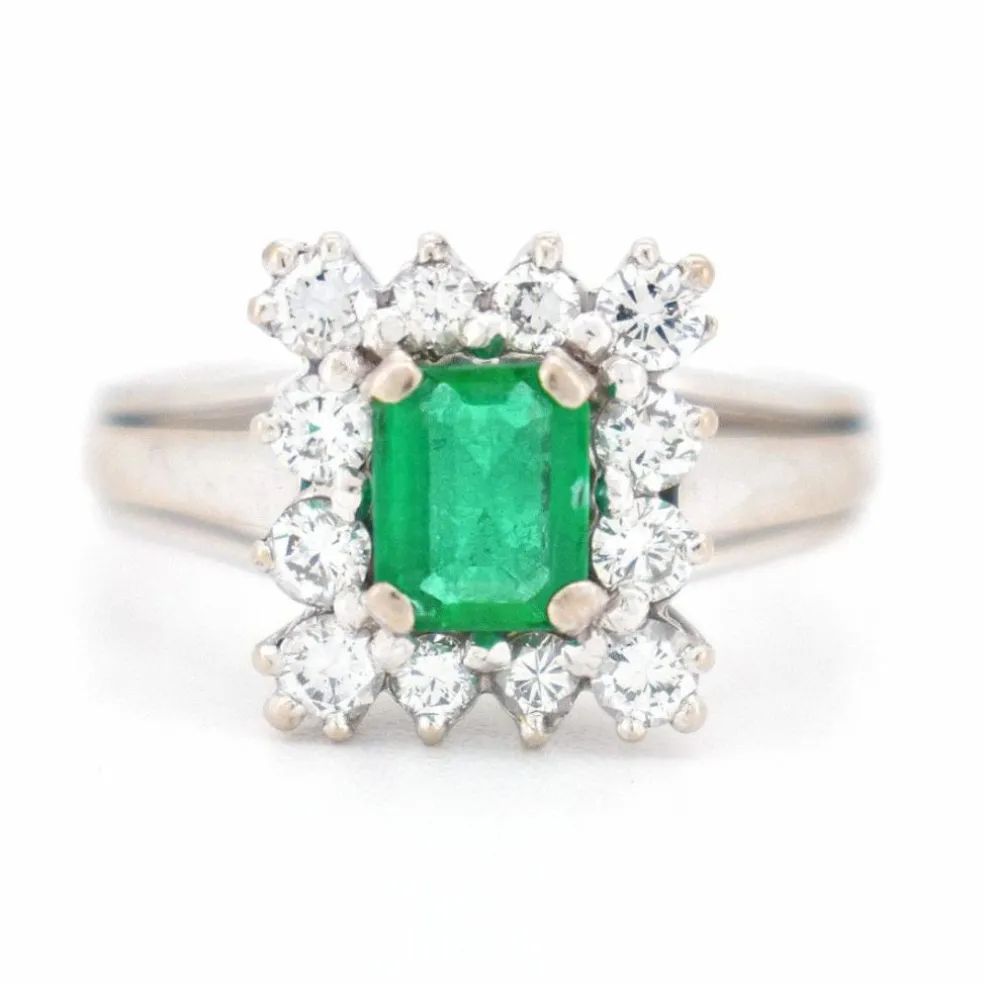 Bague Émeraude et Diamants, Vintage