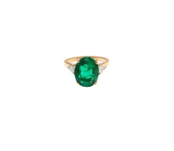 Bague émeraude et diamants poires