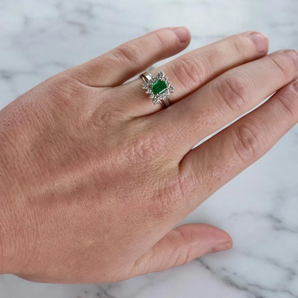 Bague Émeraude et Diamants, Vintage