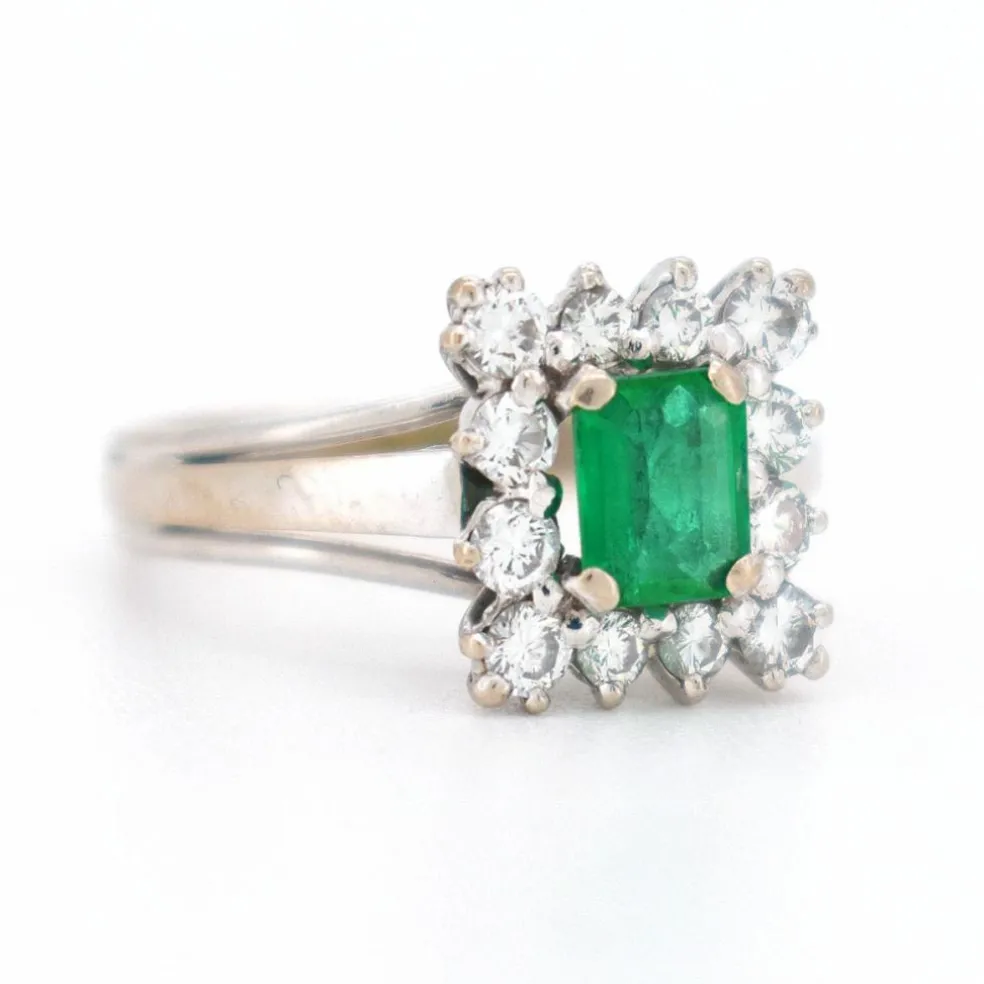 Bague Émeraude et Diamants, Vintage