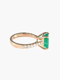 Bague émeraude et diamants or rose