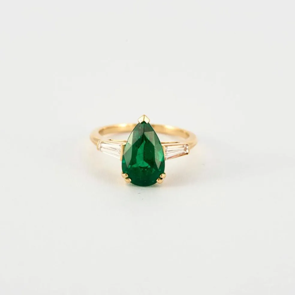 Bague émeraude et diamants or jaune