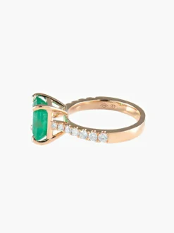 Bague émeraude et diamants or rose