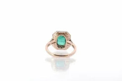 Bague émeraude et diamants en platine et or rose
