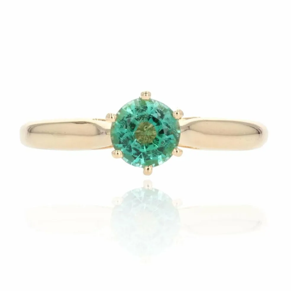 Bague émeraude or jaune en solitaire