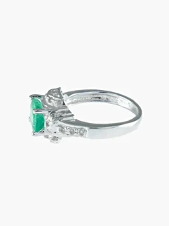 Bague émeraude ovale diamants or blanc