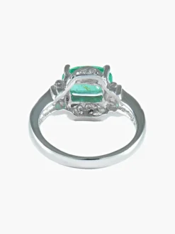 Bague émeraude ovale diamants or blanc