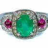 Bague émeraude rubis diamants
