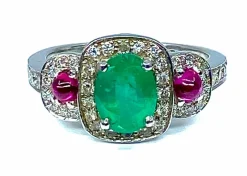 Bague émeraude rubis diamants