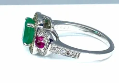 Bague émeraude rubis diamants