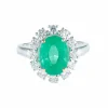 Bague émeraude taille ovale or blanc