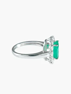Bague émeraude taille ovale or blanc