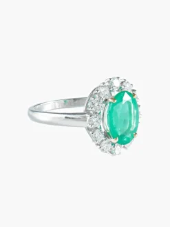 Bague émeraude taille ovale or blanc