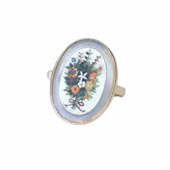 Bague micro mosaïque bouquet fleur or jaune