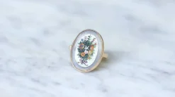 Bague micro mosaïque bouquet fleur or jaune