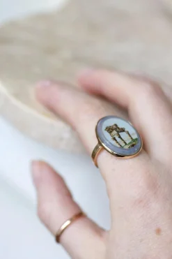 Bague micro mosaïque temple antique or jaune