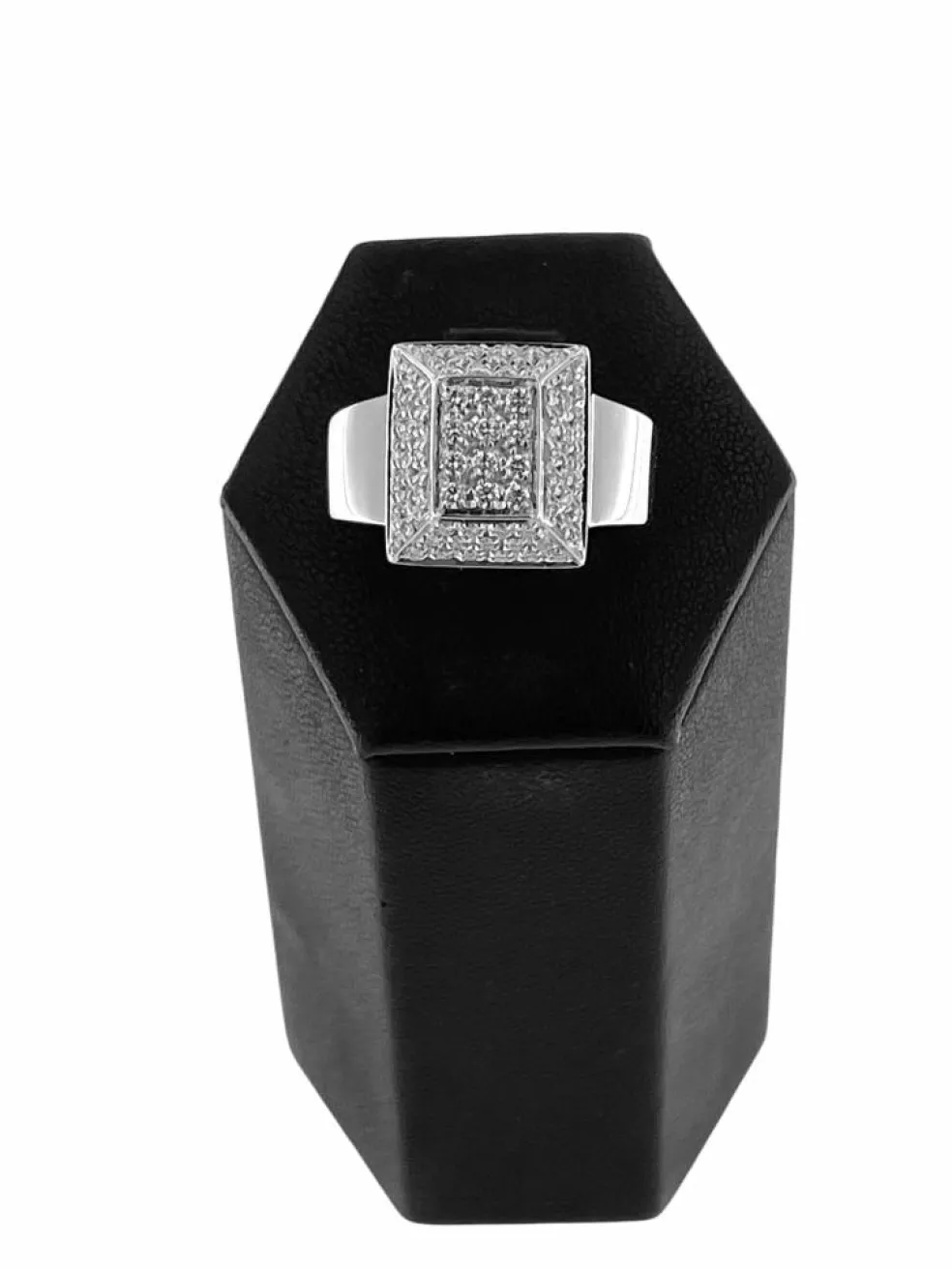 Bague mode en or blanc certifiée HRD avec diamants