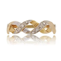 Bague moderne diamants 2 ors entrelacés