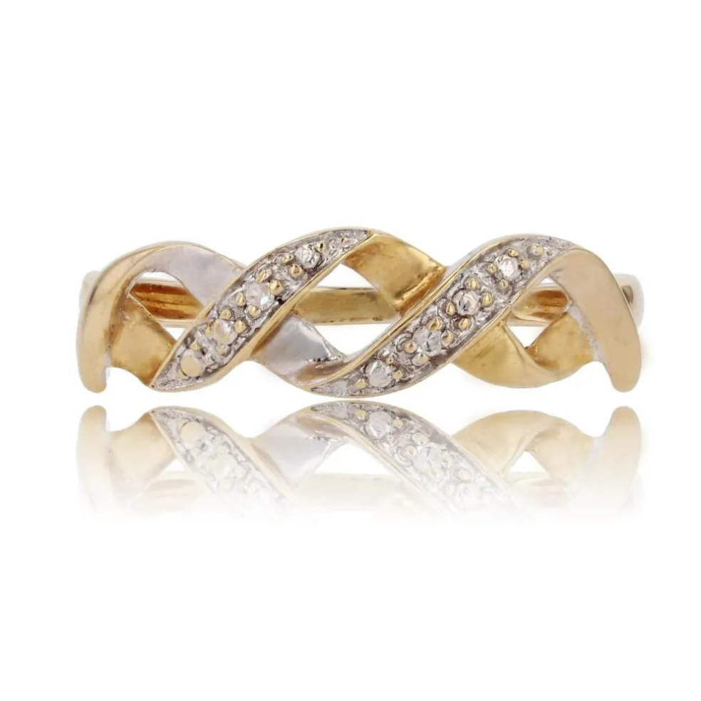 Bague moderne diamants 2 ors entrelacés