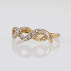 Bague moderne diamants 2 ors entrelacés