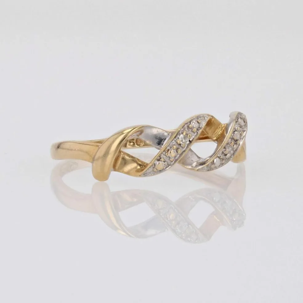 Bague moderne diamants 2 ors entrelacés