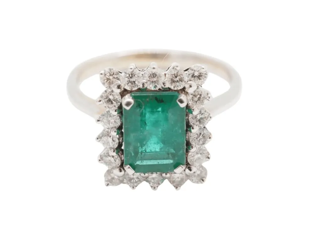 Bague moderne émeraude or blanc