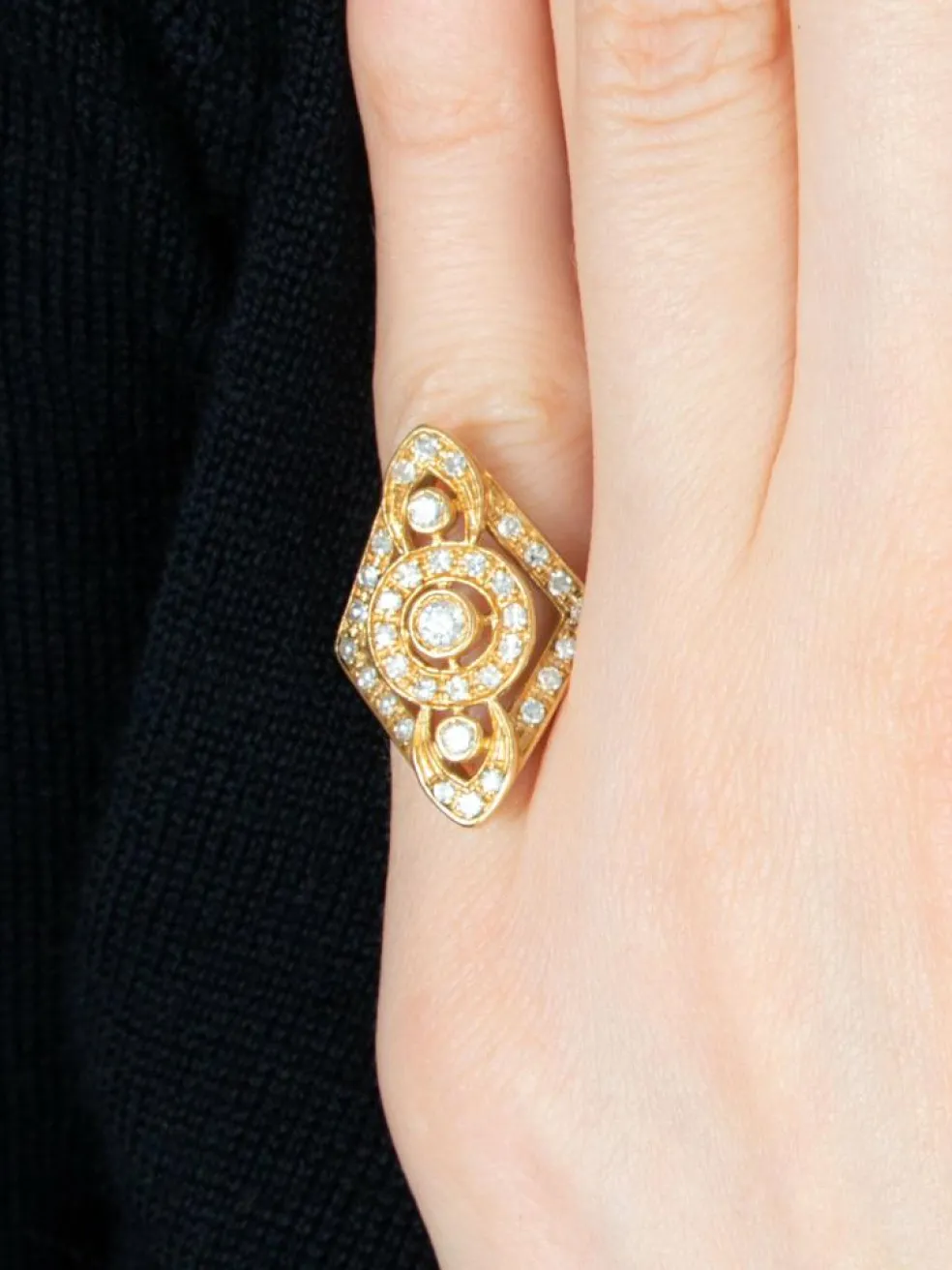 BAGUE MODERNE OR ET DIAMANTS