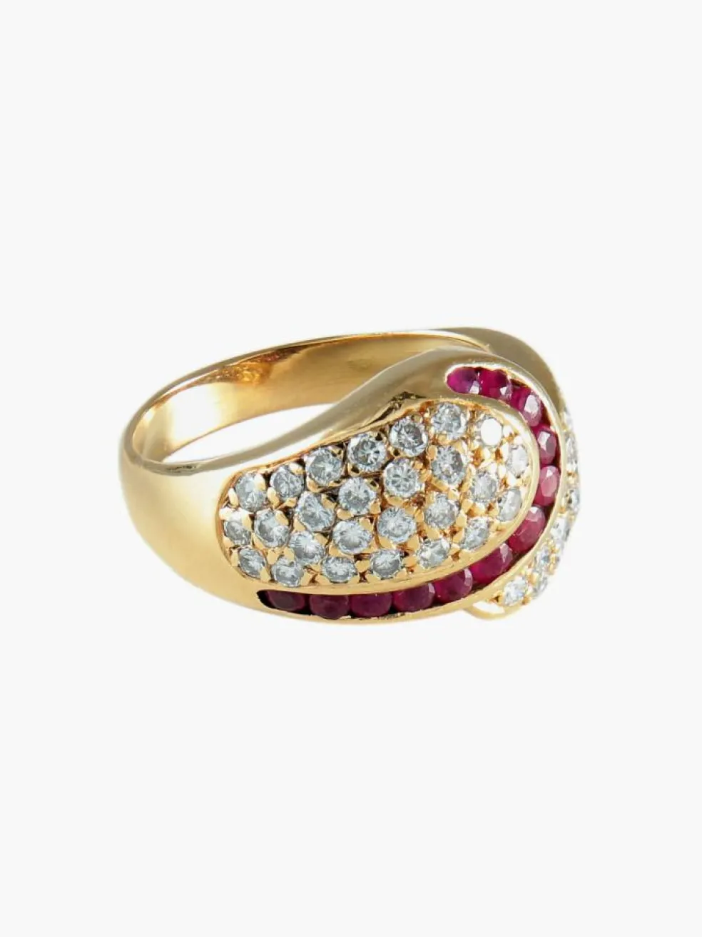 BAGUE MODERNE OR RUBIS & DIAMANTS