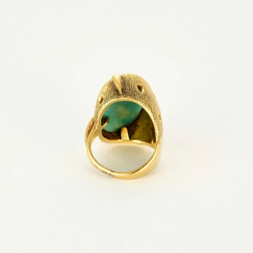 Bague moderniste en or jaune et amazonite