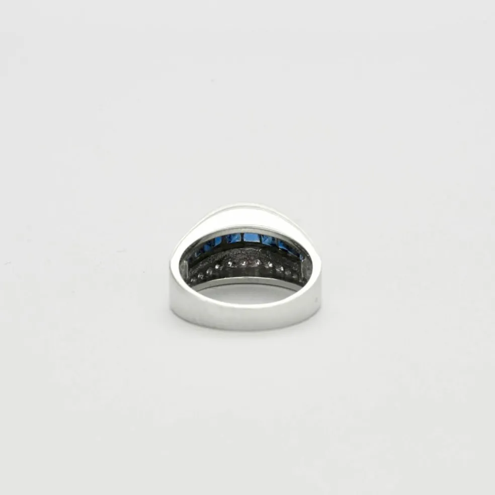 Bague Moderniste Or blanc Saphirs Diamants