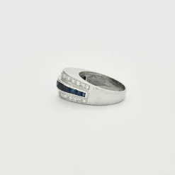 Bague Moderniste Or blanc Saphirs Diamants