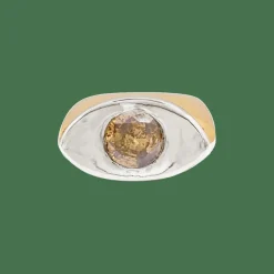 Bague moderniste or, diamant brun.