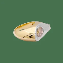 Bague moderniste or, diamant brun.