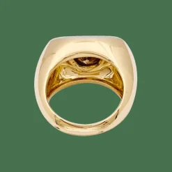 Bague moderniste or, diamant brun.