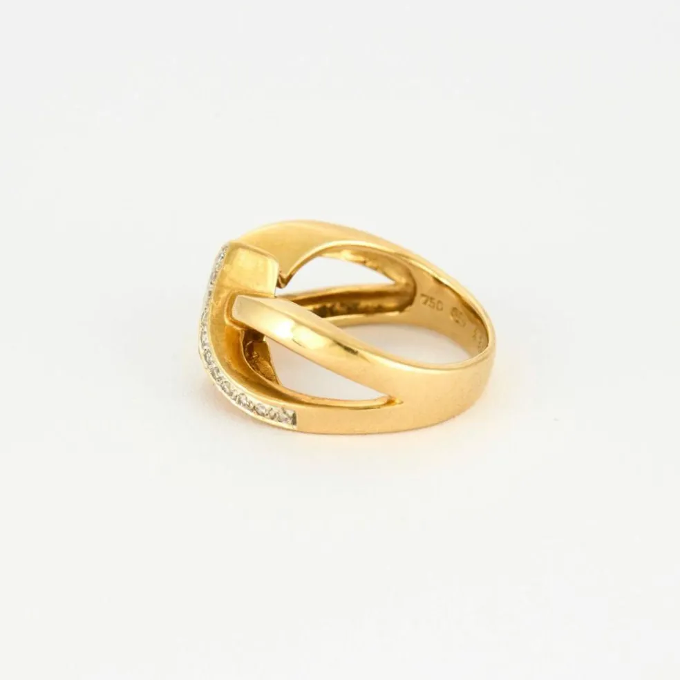 Bague Moderniste or jaune Saphirs et Diamants