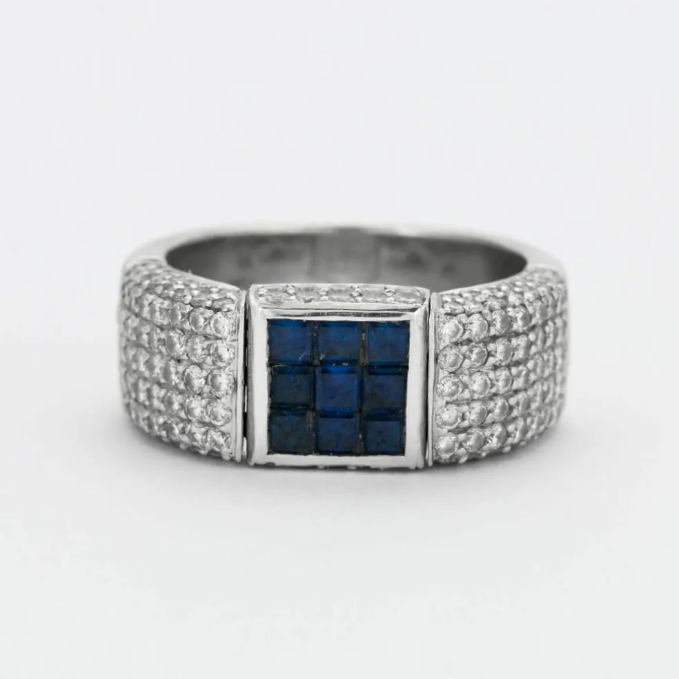 Bague Moderniste Saphirs Diamants