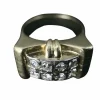 Bague modèle Tank d'époque 1940/50 or bicolore diamants