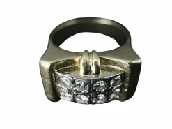 Bague modèle Tank d'époque 1940/50 or bicolore diamants