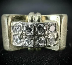 Bague modèle Tank d'époque 1940/50 or bicolore diamants