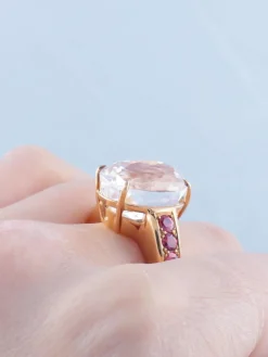 Bague Morganite Saphirs roses