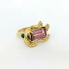 Bague motif Animalier or jaune et tourmaline