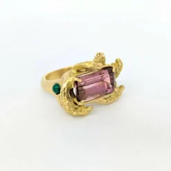 Bague motif Animalier or jaune et tourmaline