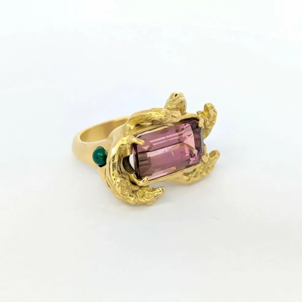 Bague motif Animalier or jaune et tourmaline